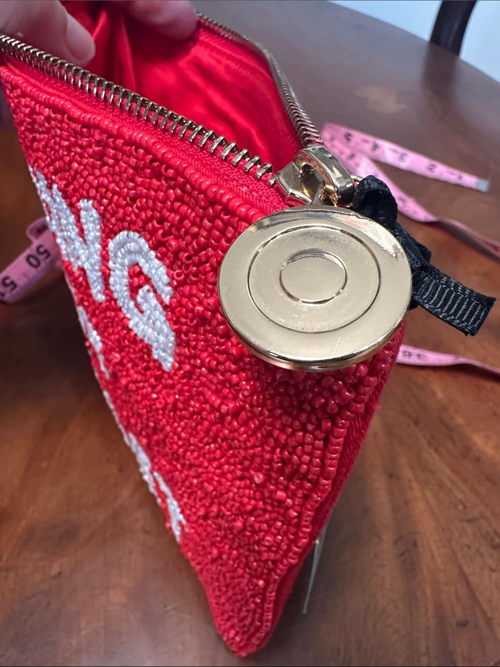 kate spade red beaded 'GOING TO TARGET' pouch wristlet - Picture 6 of 10